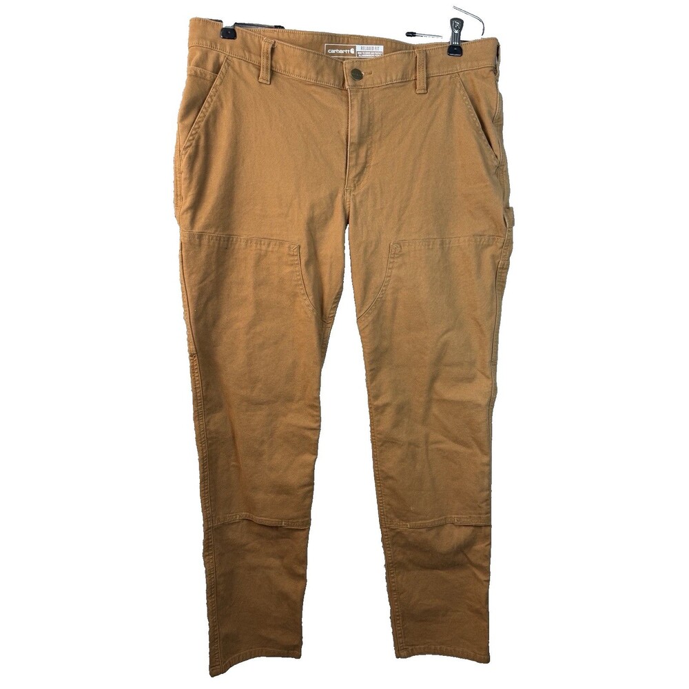 Carhartt Women's Rugged Flex Canvas Double Knee Front Pant Size 12 Gold Khaki